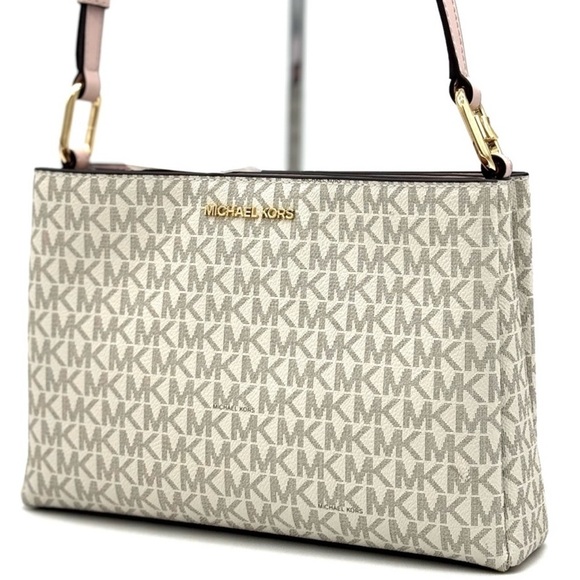 Michael Kors Trisha Medium Triple Compartment Crossbody Bag Powder Blush Multi - Picture 1 of 11